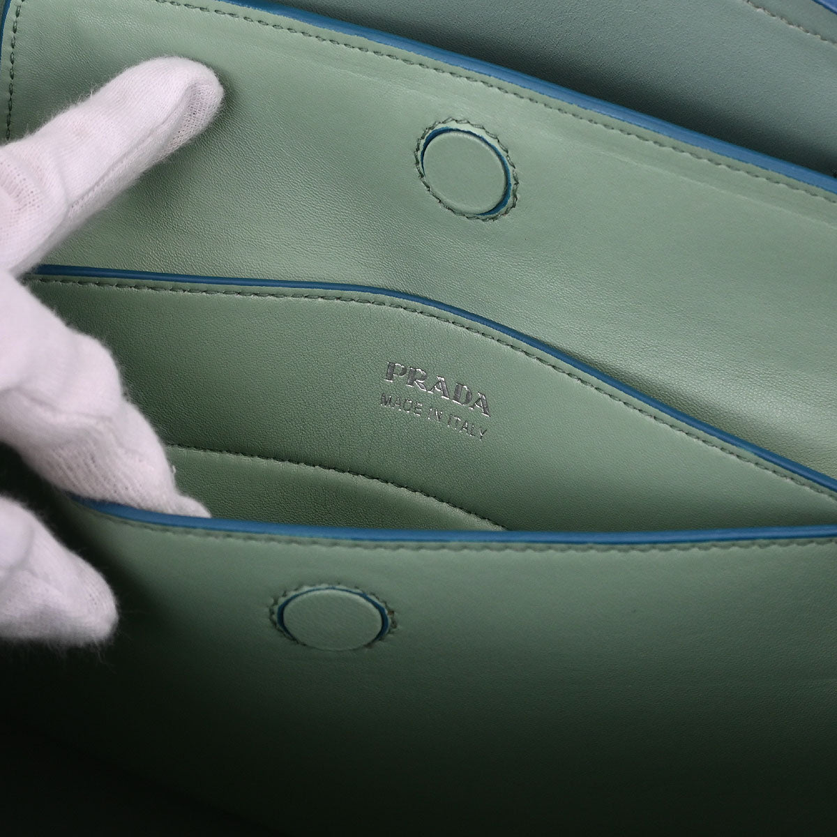 Prada Turquoise Blue Leather 2way Shoulder Tote Handbag
