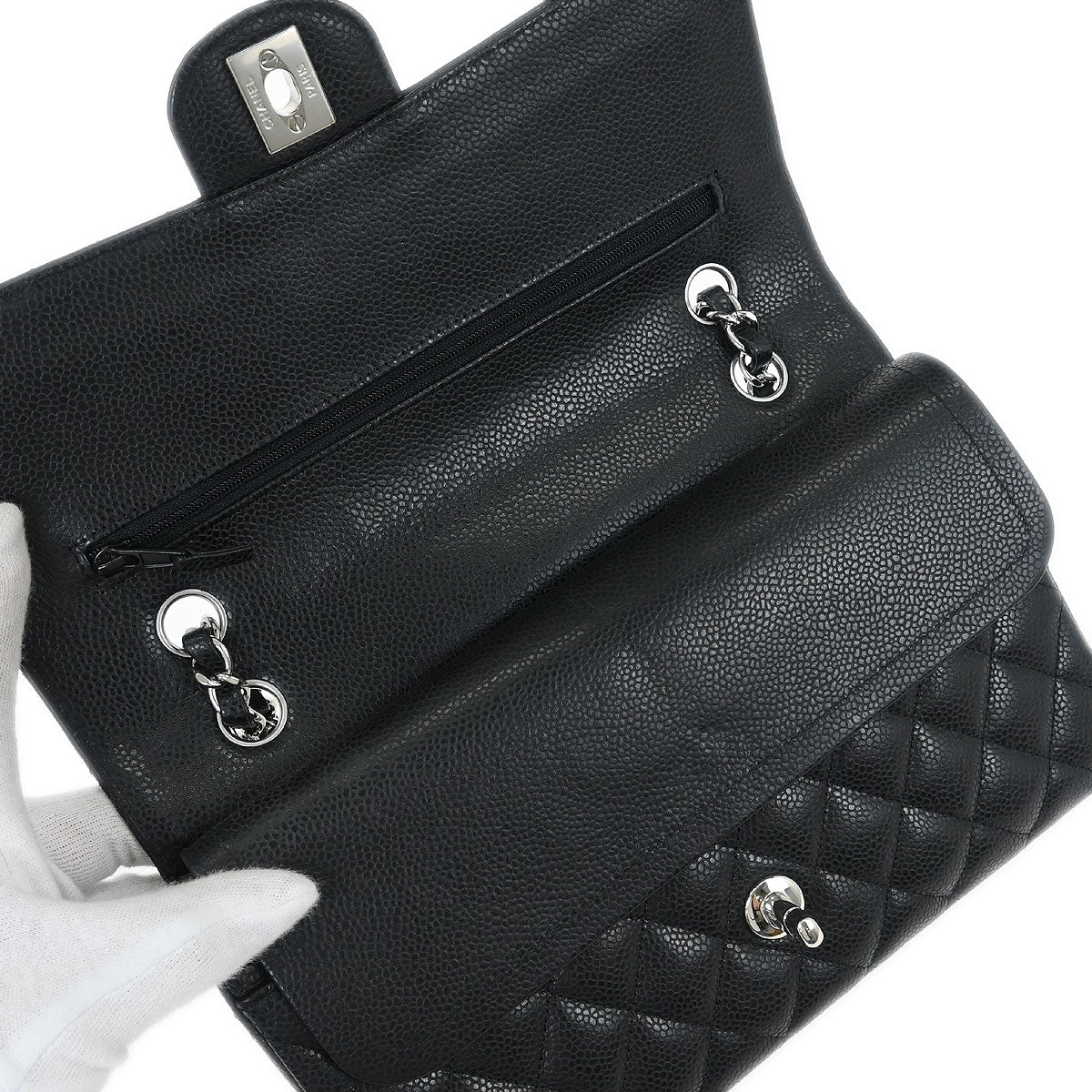 Chanel 2019 Black Calfskin Medium Classic Double Flap Shoulder Bag