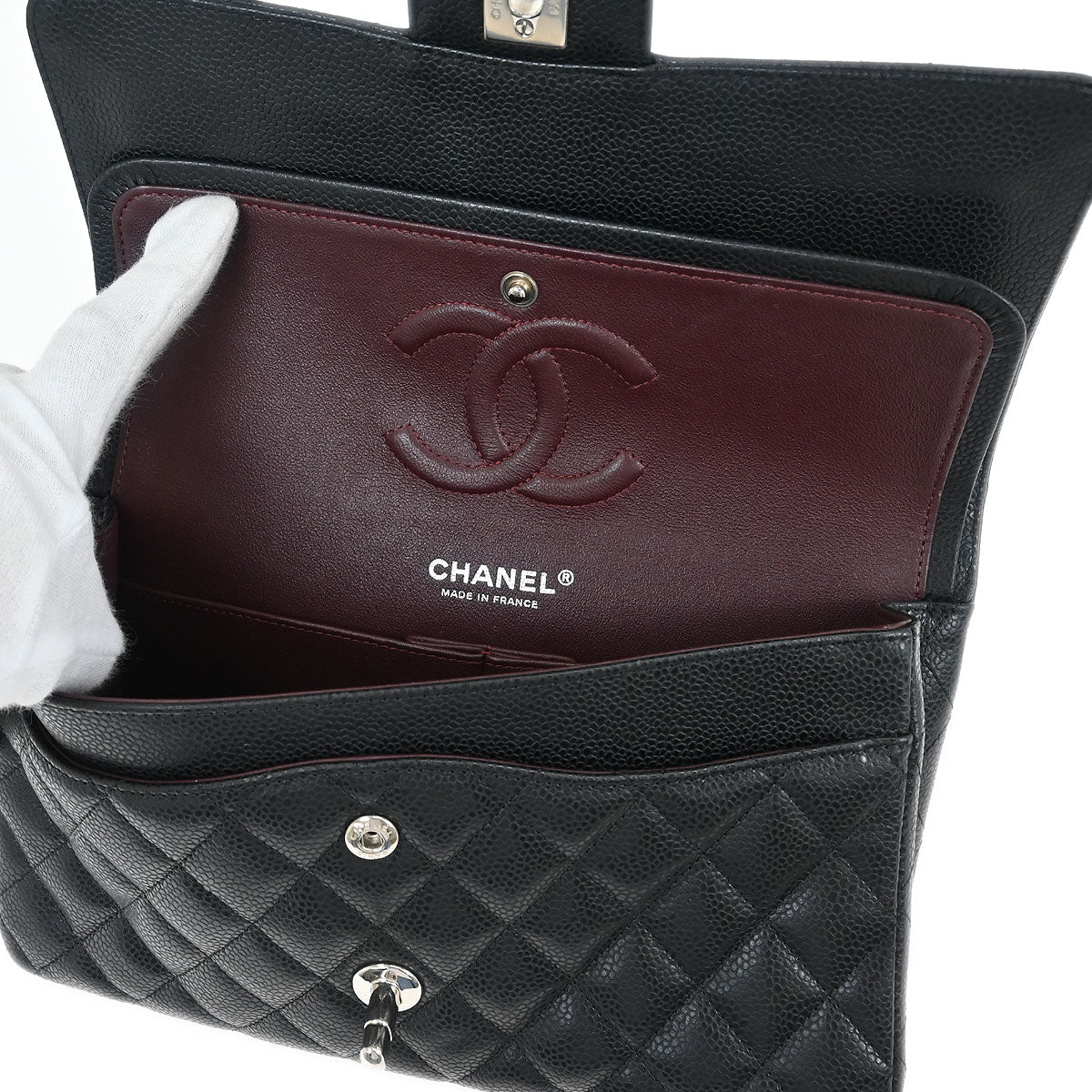 Chanel 2019 Black Calfskin Medium Classic Double Flap Shoulder Bag
