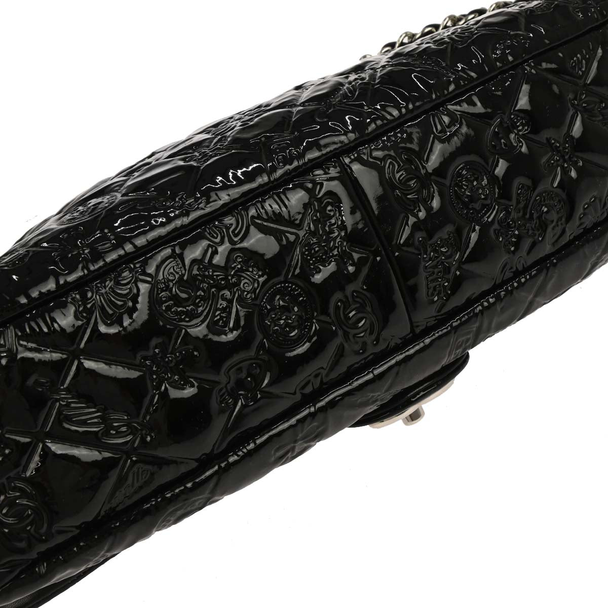 Chanel 2010-2011 Black Patent Leather Lucky Symbol Shoulder Bag