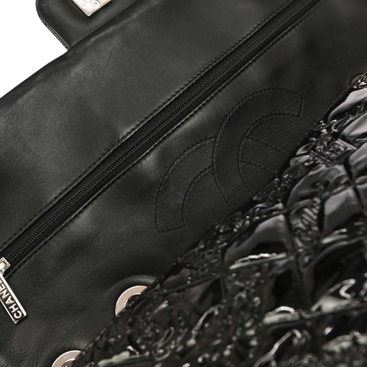 Chanel 2010-2011 Black Patent Leather Lucky Symbol Shoulder Bag