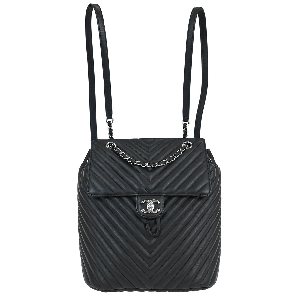 Chanel 2016-2017 Black Lambskin Chevron Urban Spirit Backpack