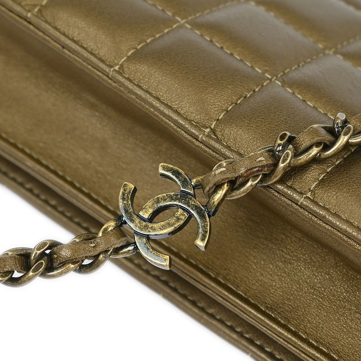 Chanel 2010-2011 Gold Lambskin Bijou Choco Bar Pushlock Full Flap Shoulder Bag