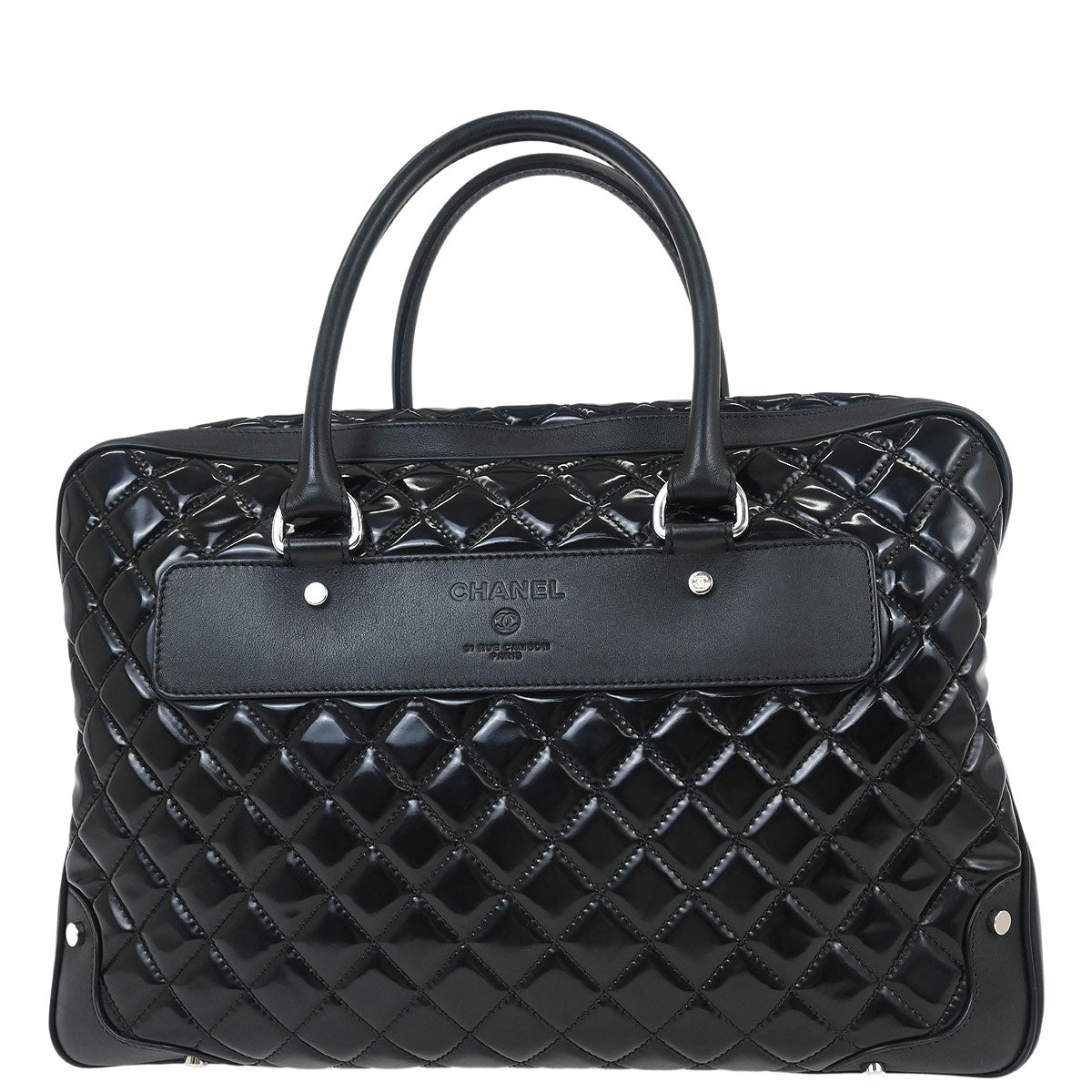 Chanel 2014-2015 Black Patent Leather Duffle Handbag