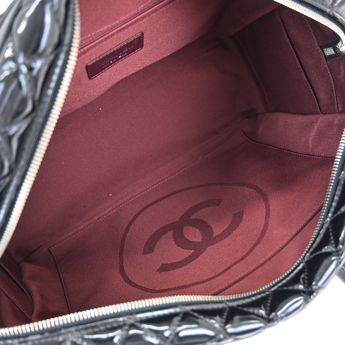 Chanel 2014-2015 Black Patent Leather Duffle Handbag