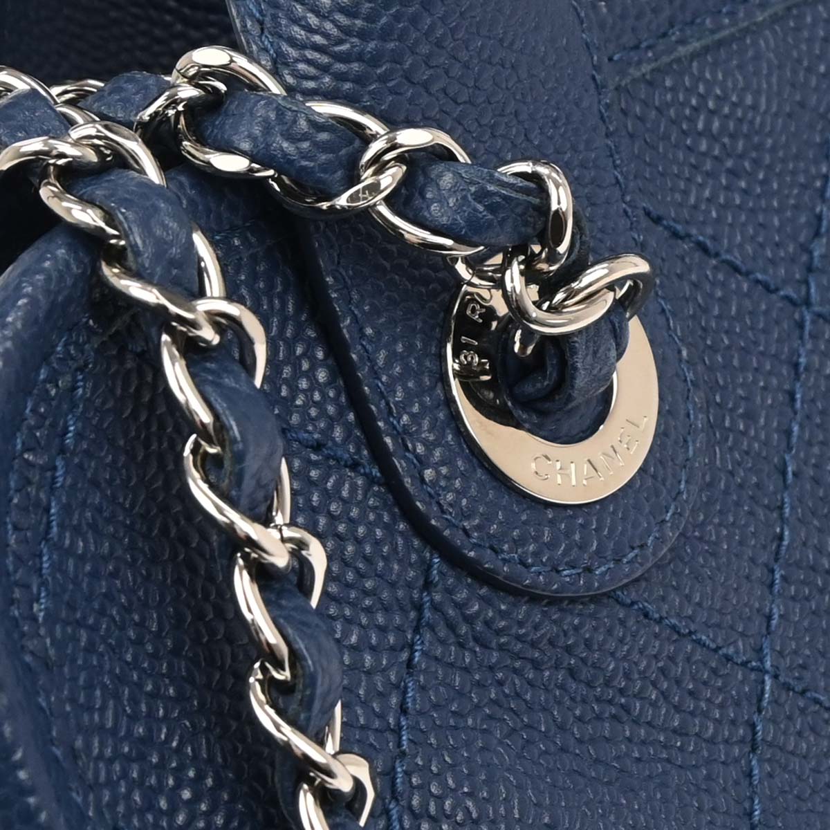 Chanel 2014-2015 Blue Caviar Deauville Bowling 2way Shoulder Handbag