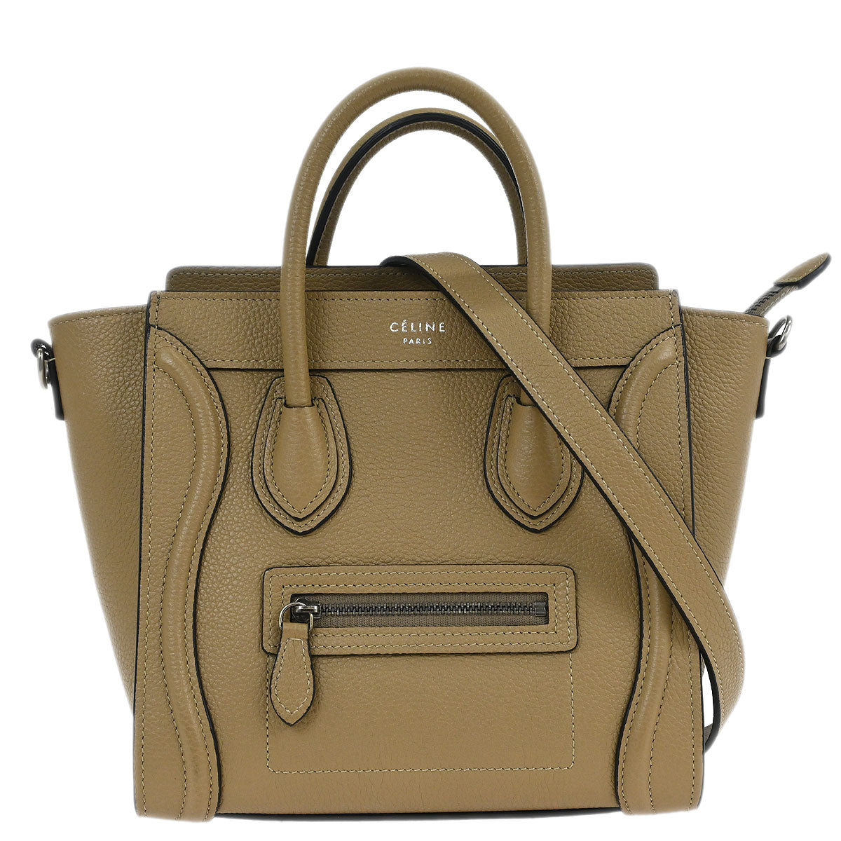 Celine Brown Leather Nano Luggage Tote Bag