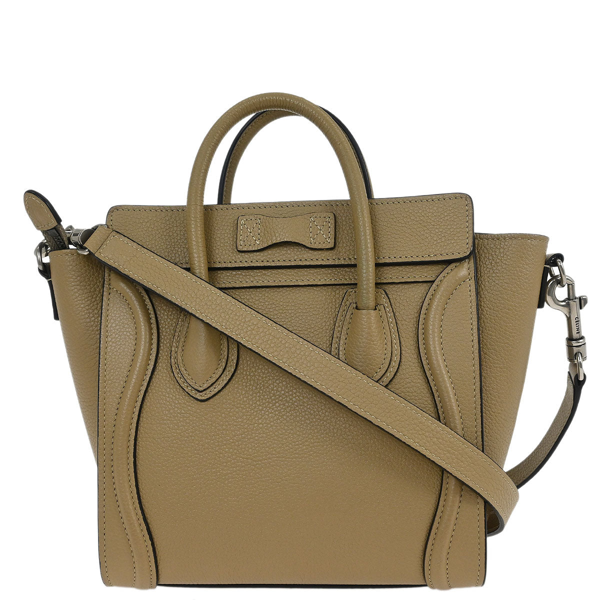 Celine Brown Leather Nano Luggage Tote Bag