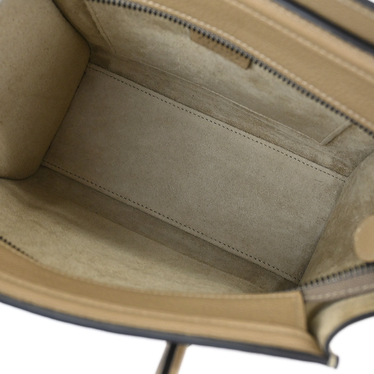 Celine Brown Leather Nano Luggage Tote Bag