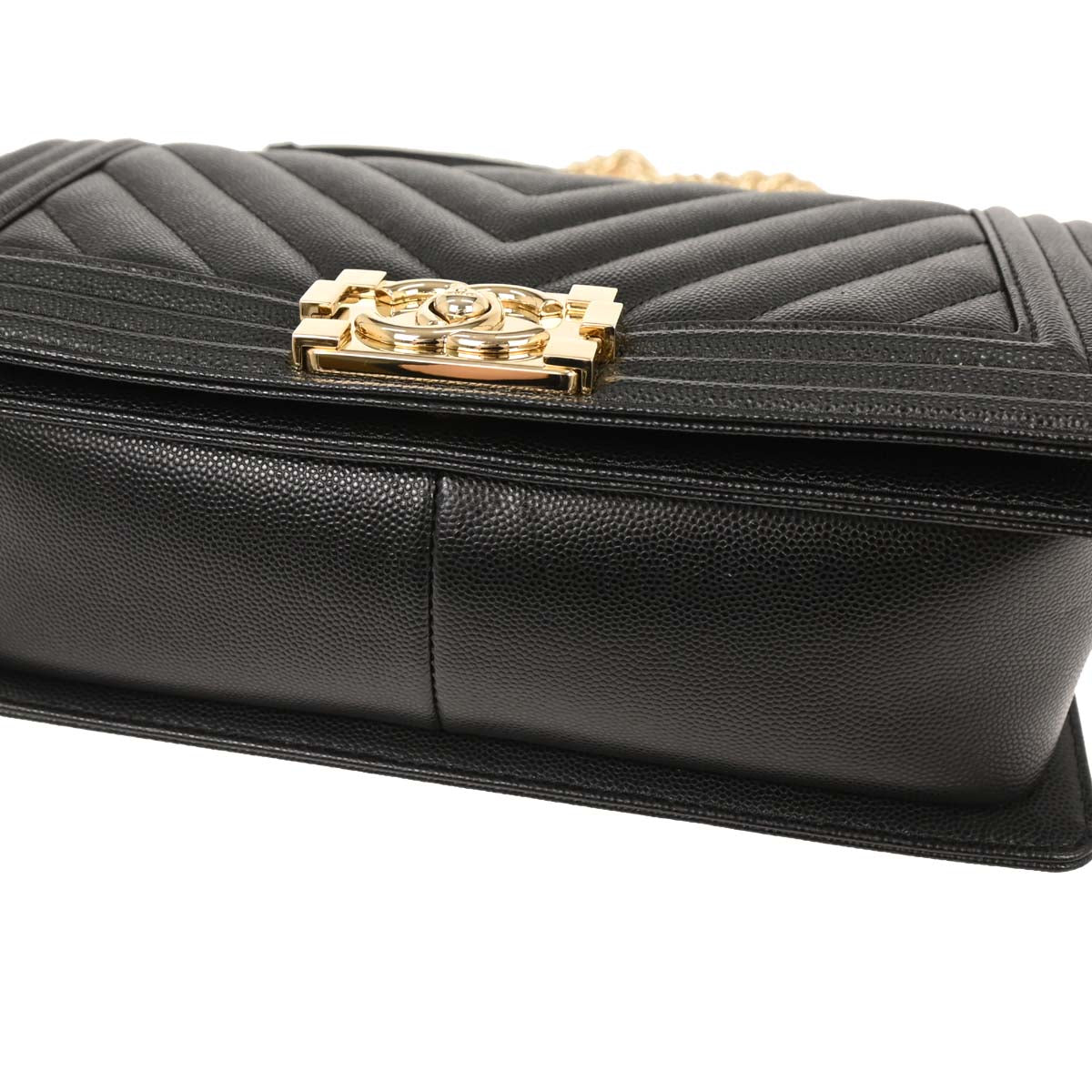 Boy Chanel Black Caviar Chevron Medium Shoulder Bag