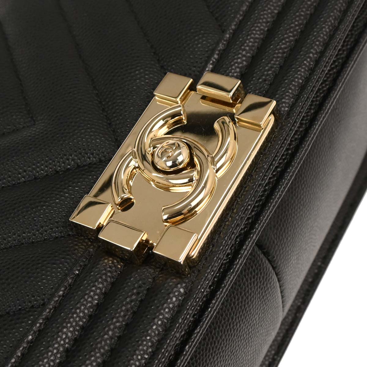 Boy Chanel Black Caviar Chevron Medium Shoulder Bag