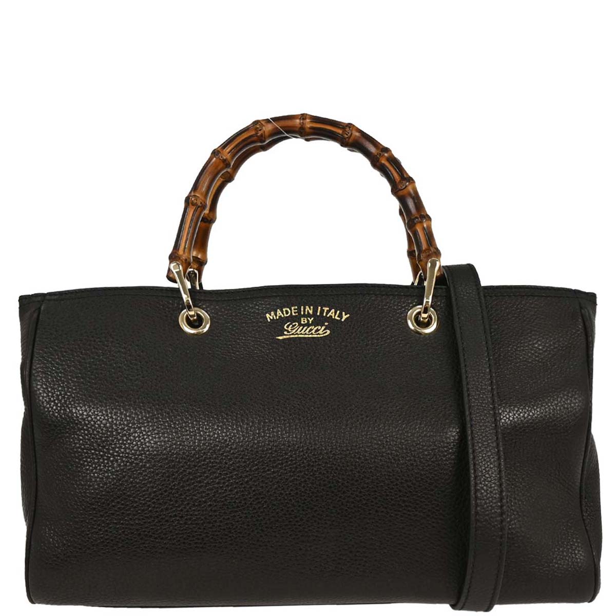 Gucci Black Calfskin Bamboo Shopper 2way Shoulder Tote Bag