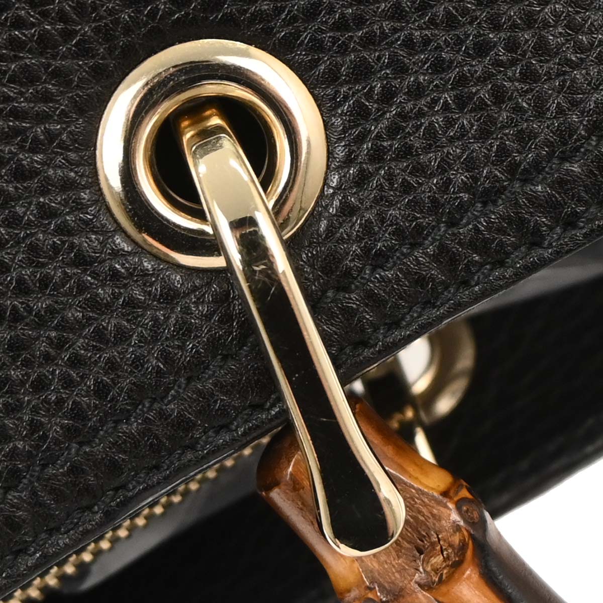 Gucci Black Calfskin Bamboo Shopper 2way Shoulder Tote Bag