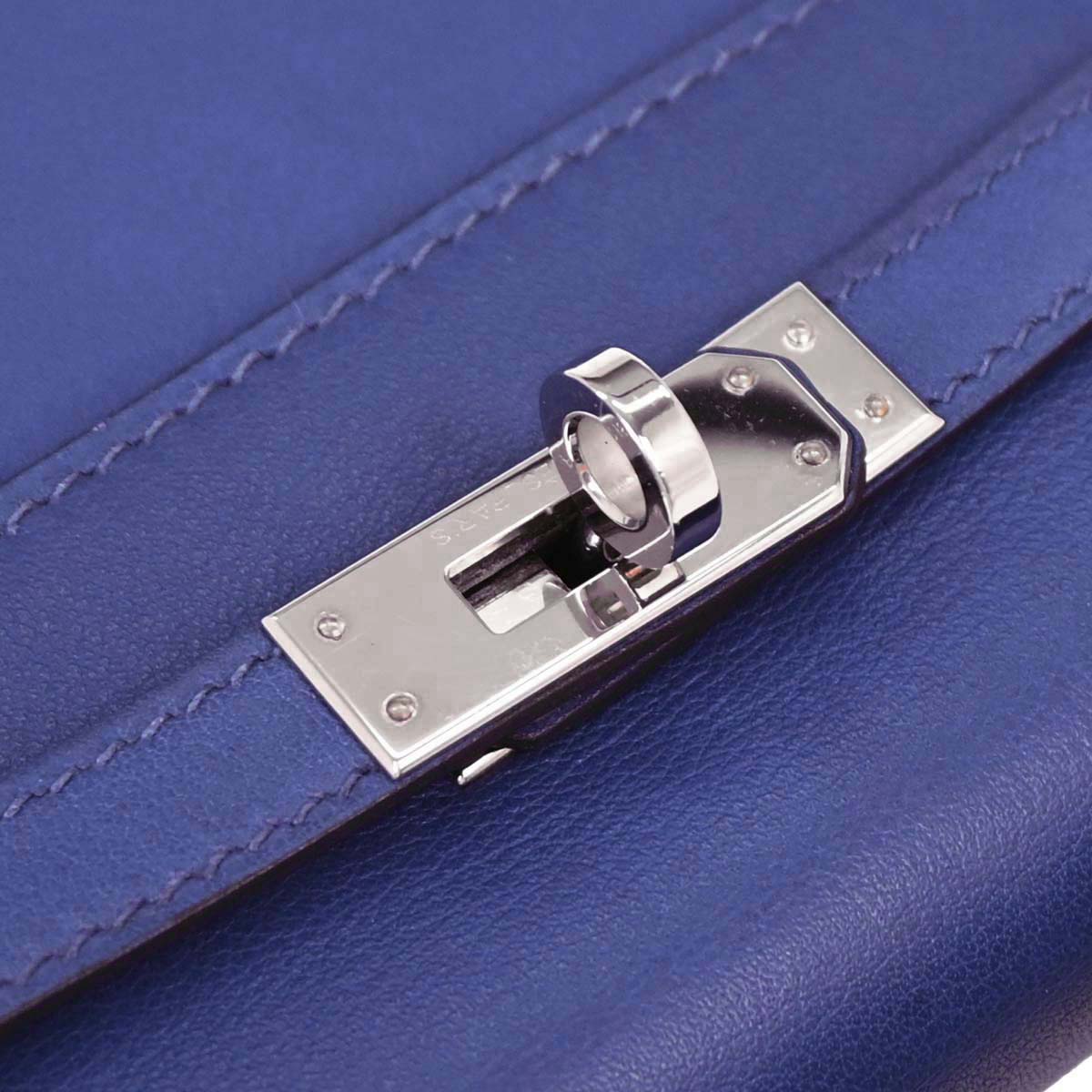 Hermes Blue Electric Swift Kelly Pochette Handbag