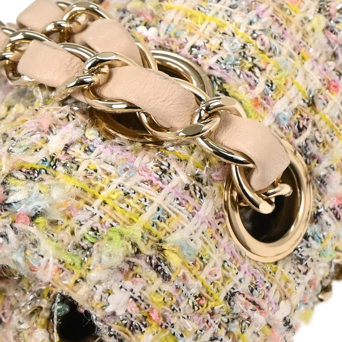 Chanel Light Pink Tweed 2.55 Medium Classic Double Flap Shoulder Bag