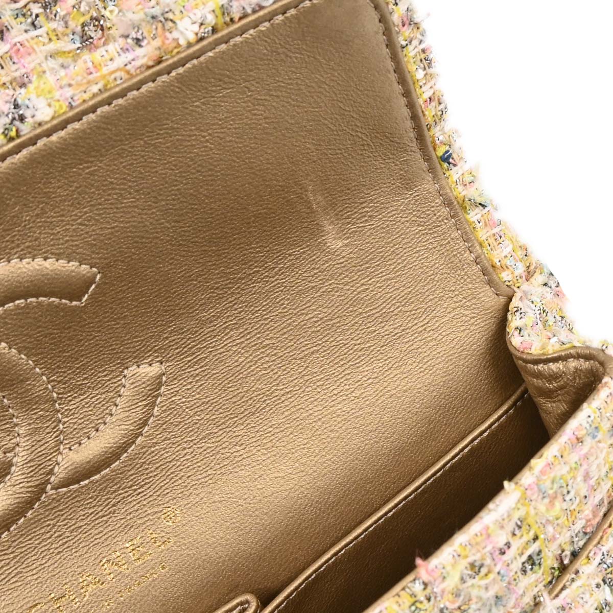 Chanel Light Pink Tweed 2.55 Medium Classic Double Flap Shoulder Bag