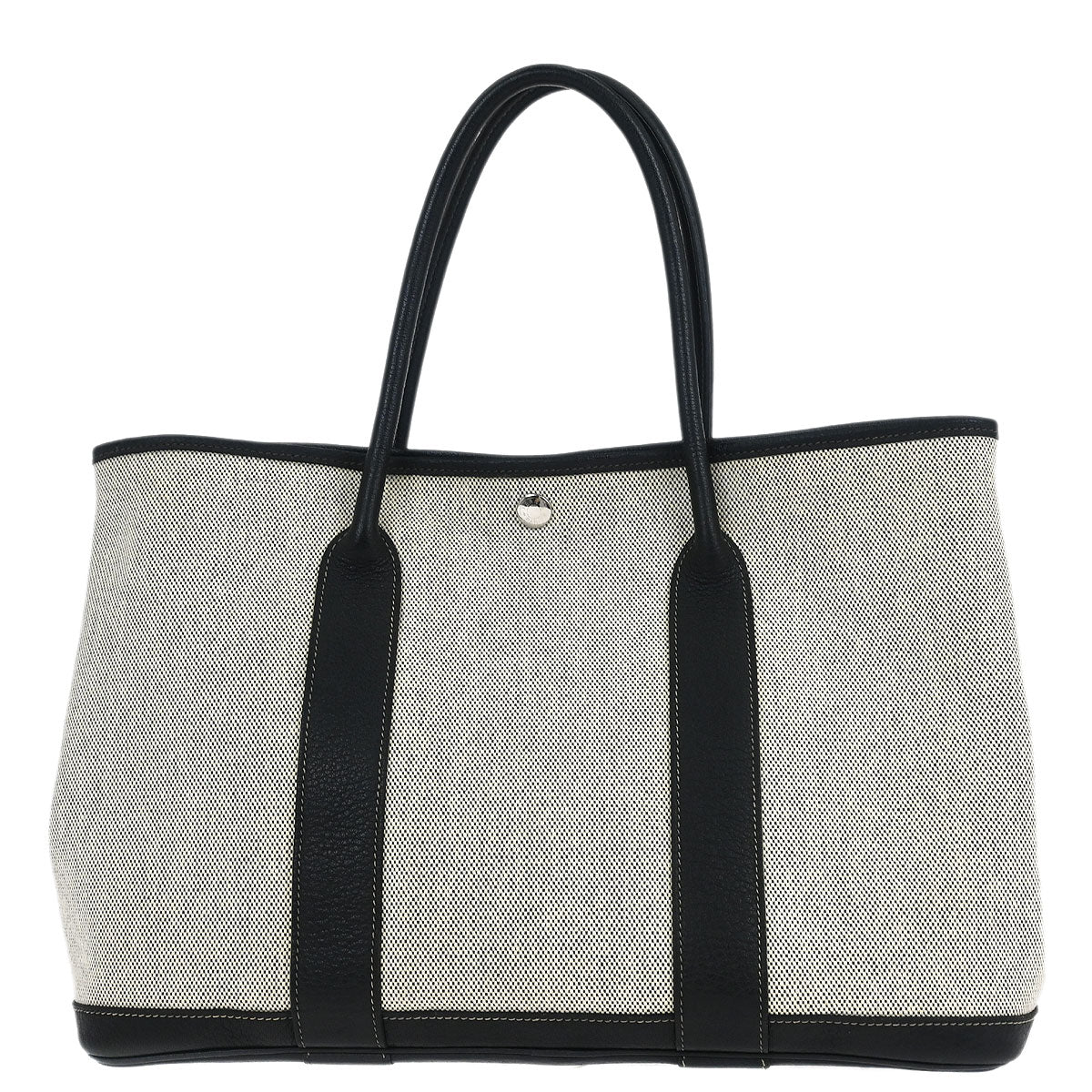 Hermes Black Toile H Buffalo Garden Party 36 PM Tote Bag