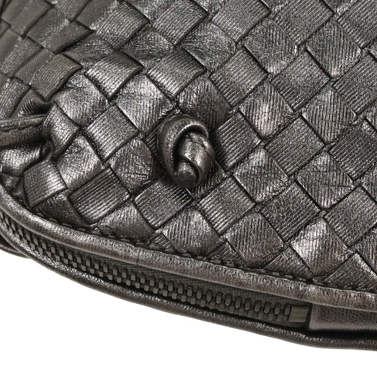 Bottega Veneta Metallic Silver Intrecciato Shoulder Bag