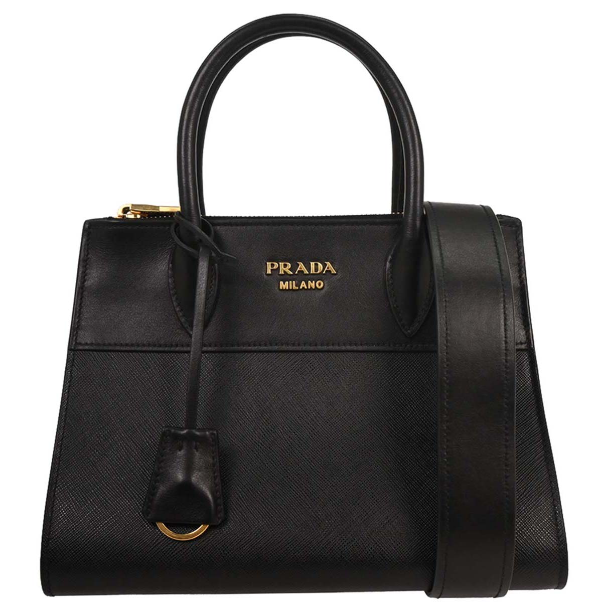 Prada Black Leather Paradigme 2way Shoulder Tote Handbag