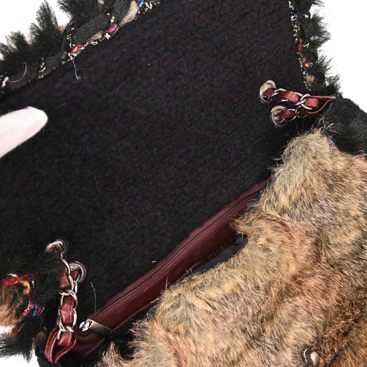 Chanel * Brown Faux Fur Jumbo Classic Flap Shoulder Bag