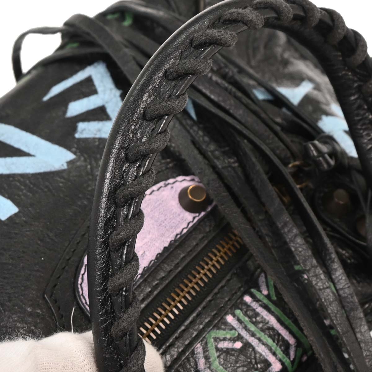 Balenciaga Black City Small Graffiti Handbag