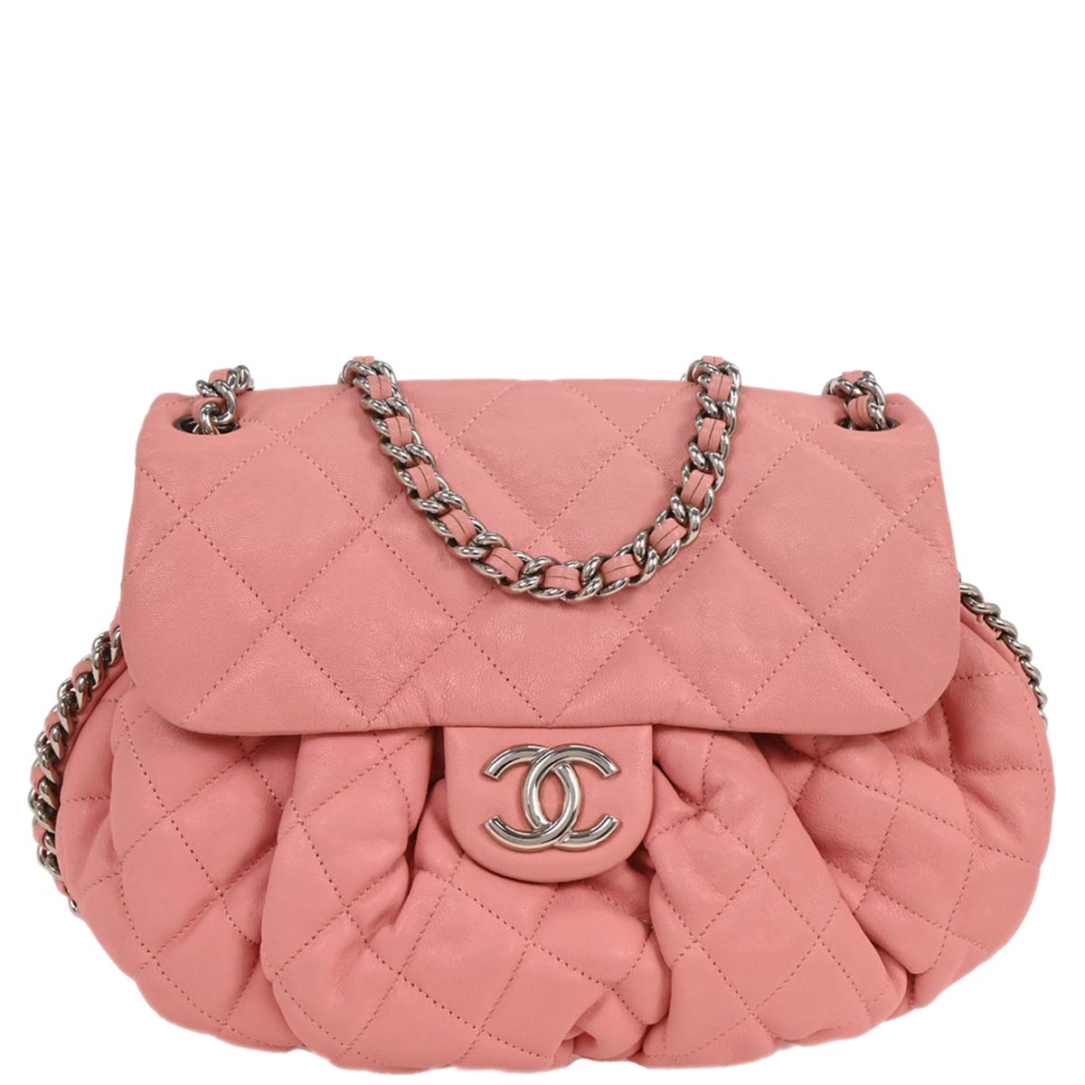Chanel 2013-2014 Pink Calfskin Around Chain Shoulder Bag