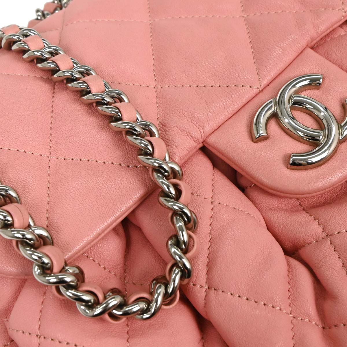 Chanel 2013-2014 Pink Calfskin Around Chain Shoulder Bag