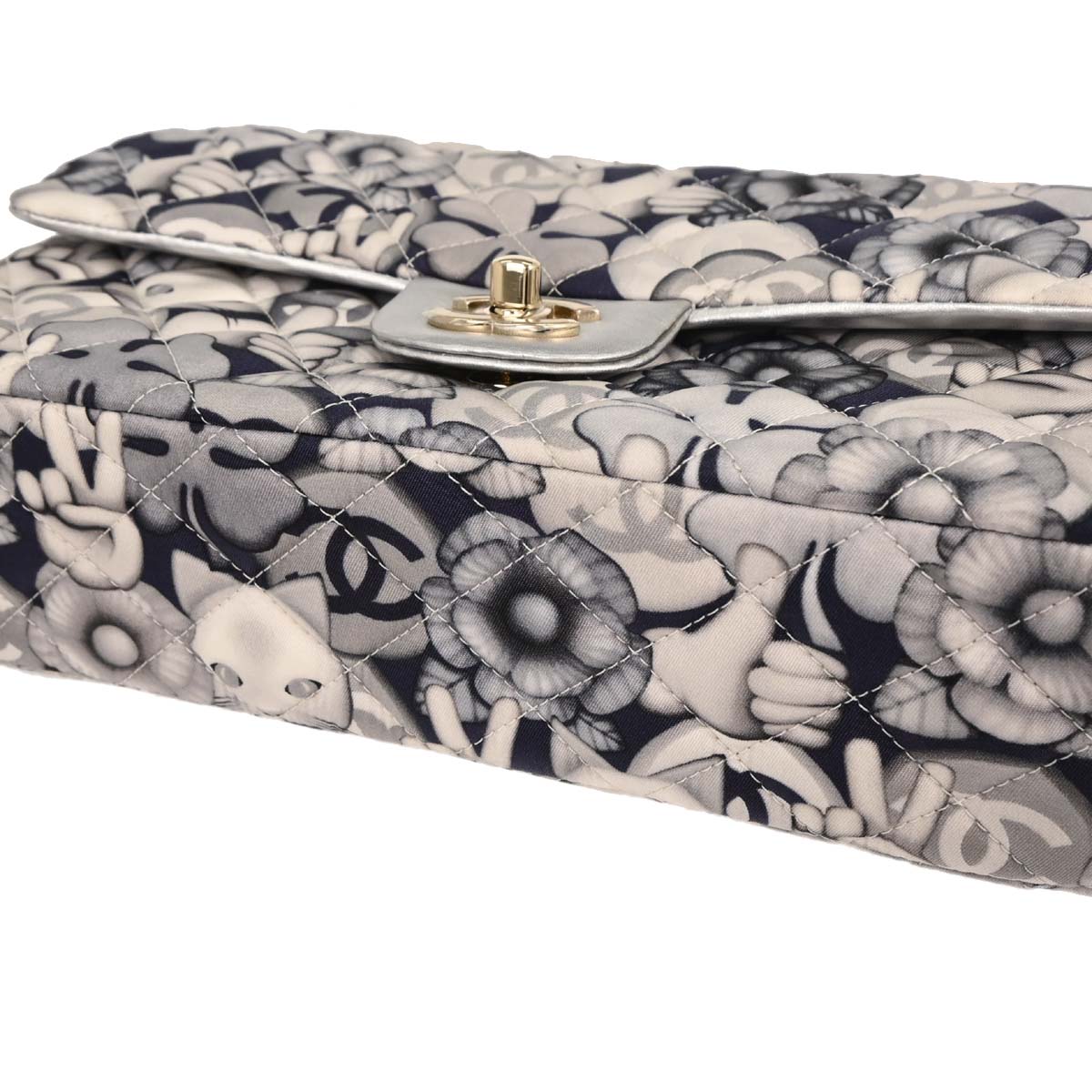 Chanel 2017 Navy Nylon Medium Classic Double Flap Shoulder Bag