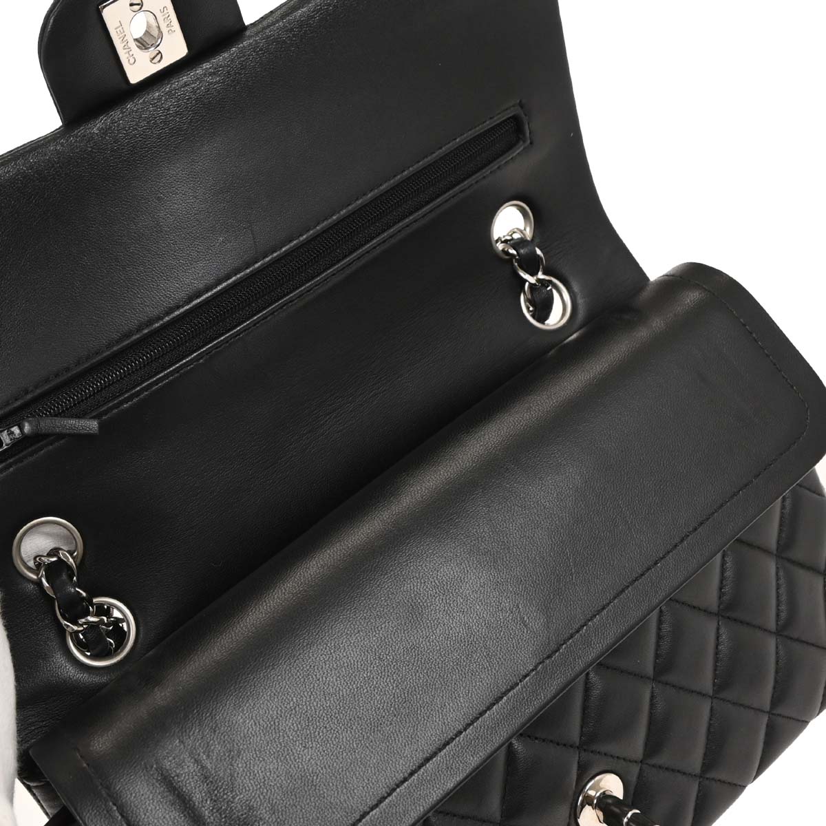 Chanel 2016-2017 Black Lambskin Medium Classic Double Flap Shoulder Bag