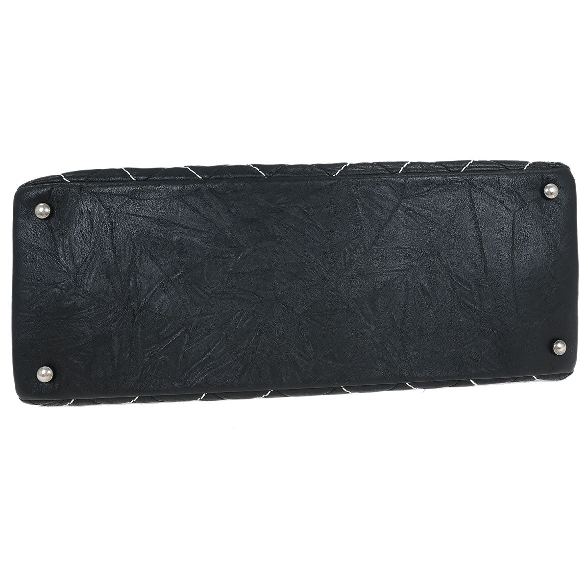 Chanel Black Calfskin Chevron Tote 2way Shoulder Handbag