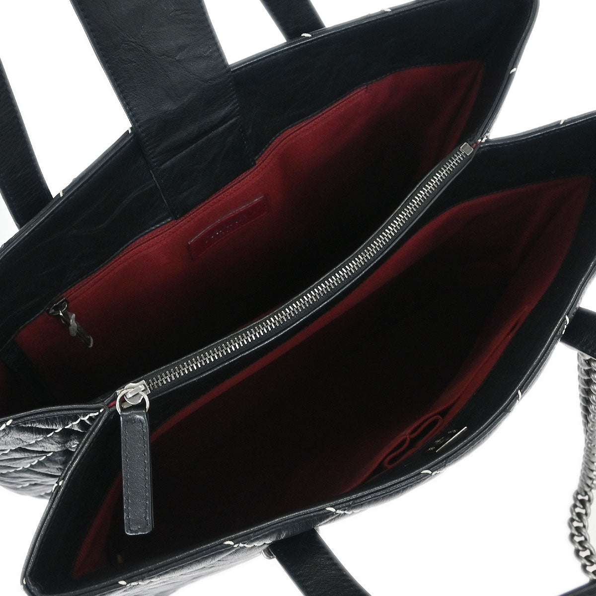 Chanel Black Calfskin Chevron Tote 2way Shoulder Handbag