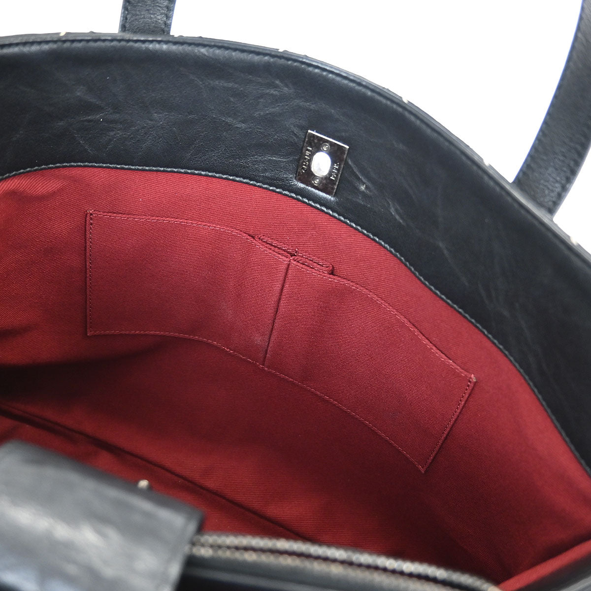 Chanel Black Calfskin Chevron Tote 2way Shoulder Handbag