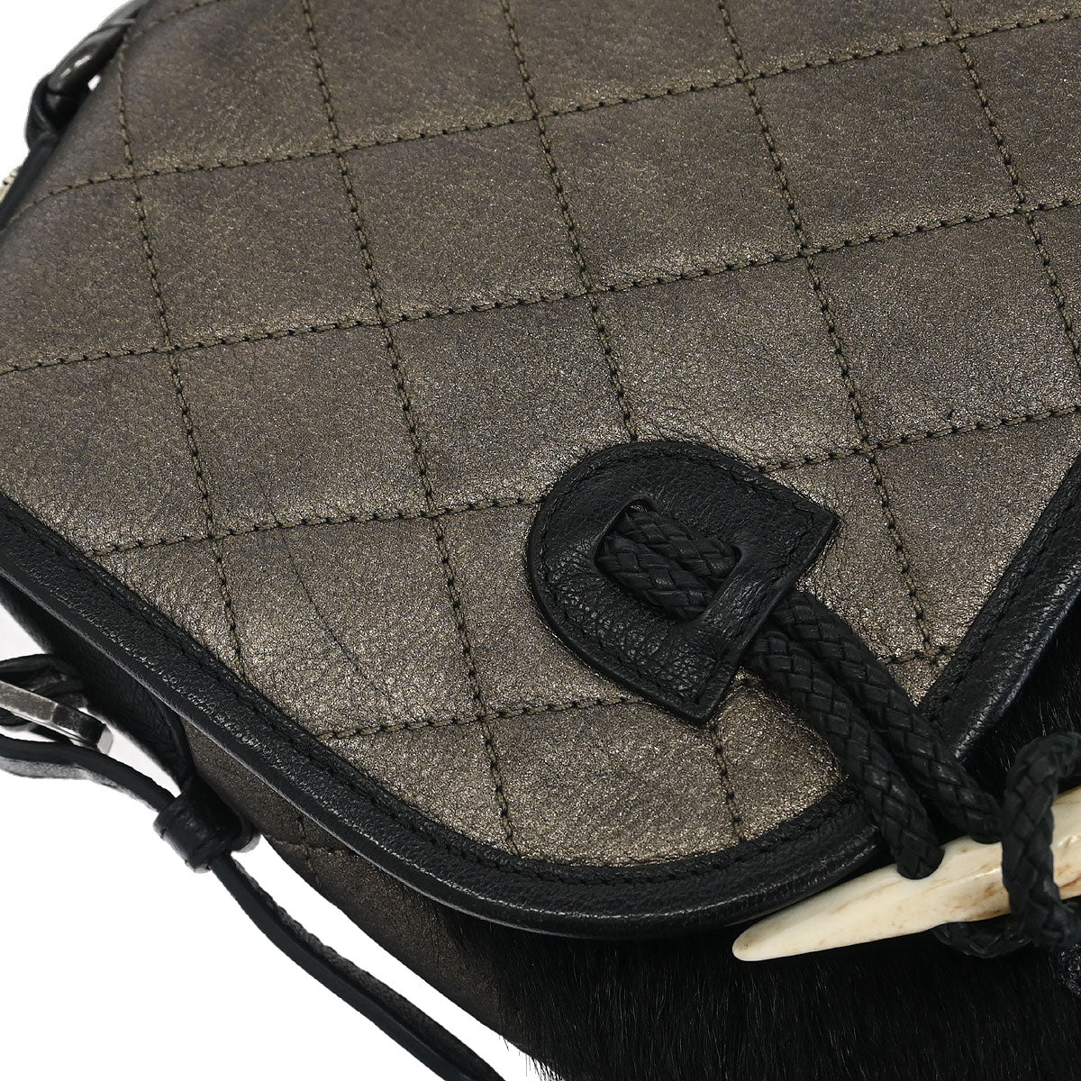 Chanel * 2015-2016 Black Faux Fur Dallas Collection Bag 2way Handbag