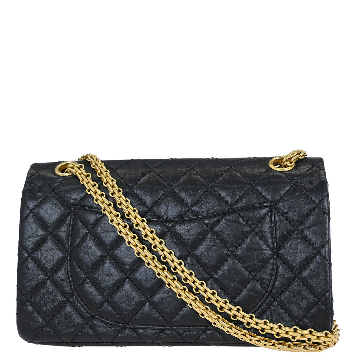 Chanel 2017-2018 Black Calfskin Icon 2.55 Medium Classic Double Flap Shoulder Bag