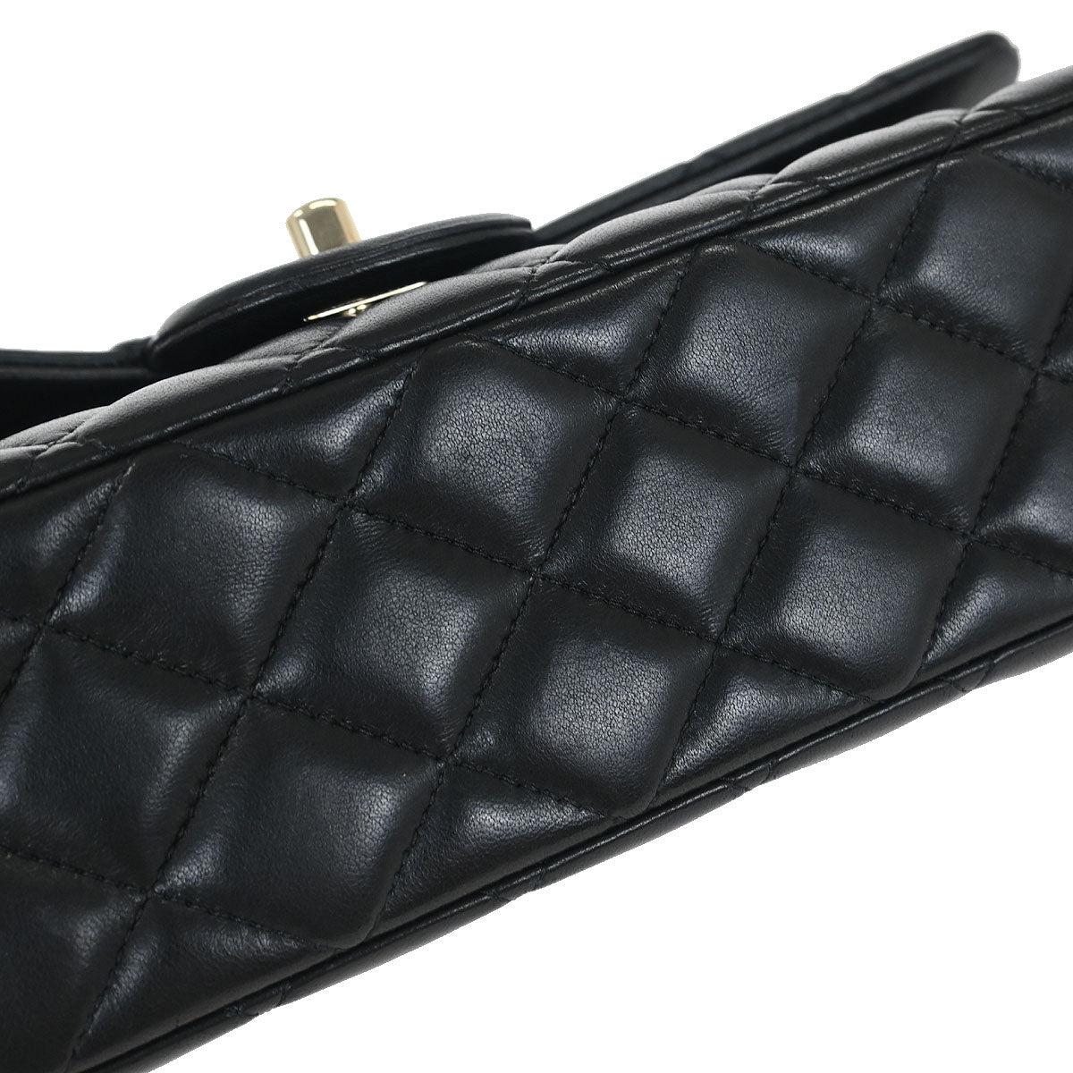 Chanel 2014 Black Lambskin Single Flap Shoulder Bag