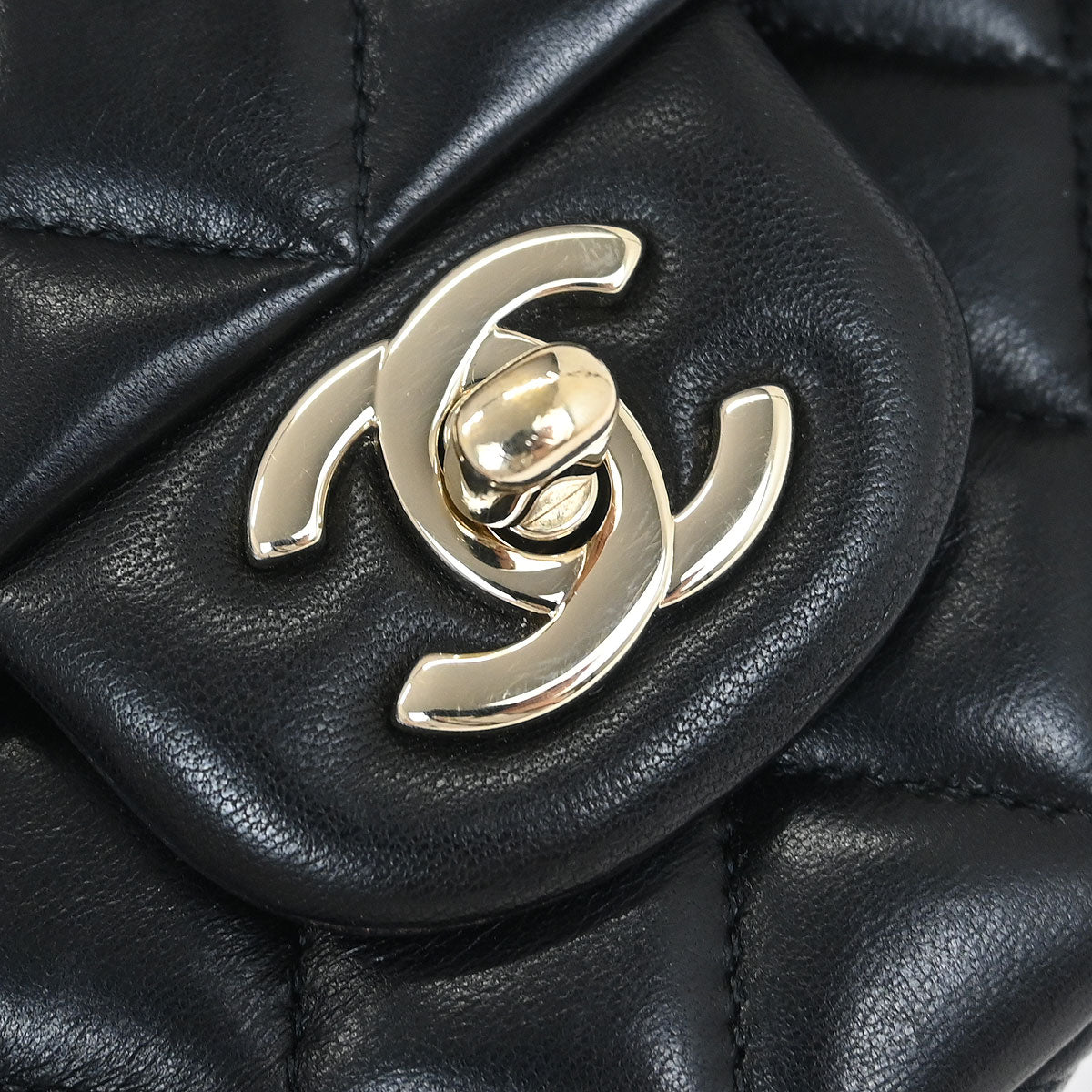 Chanel 2014 Black Lambskin Single Flap Shoulder Bag
