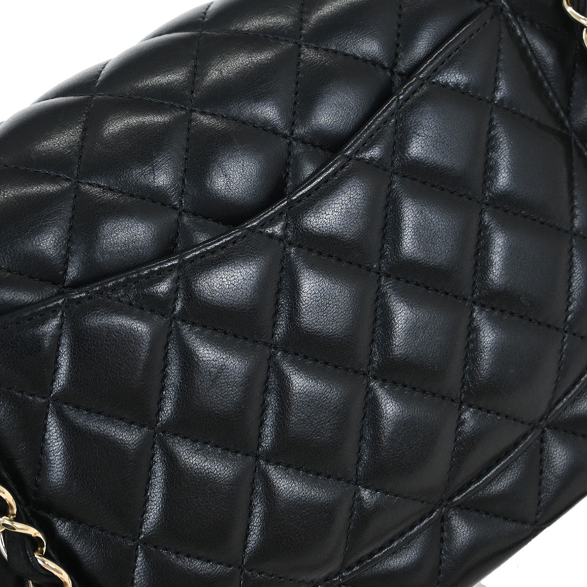 Chanel 2014 Black Lambskin Single Flap Shoulder Bag