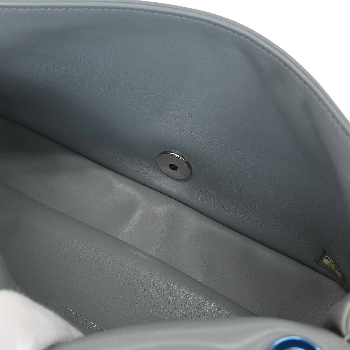 Chanel Light Blue Wool No.5 Turnlock Full Flap Shoulder Bag