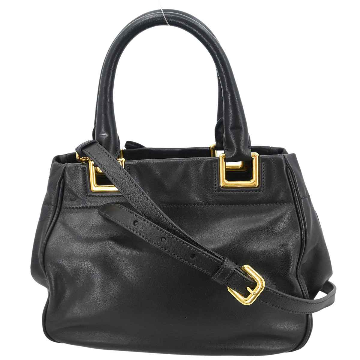 Prada Black Leather 2way Shoulder Handbag