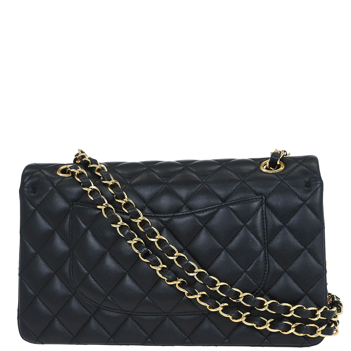 Chanel 2015-2016 Black Lambskin Medium Classic Double Flap Shoulder Bag