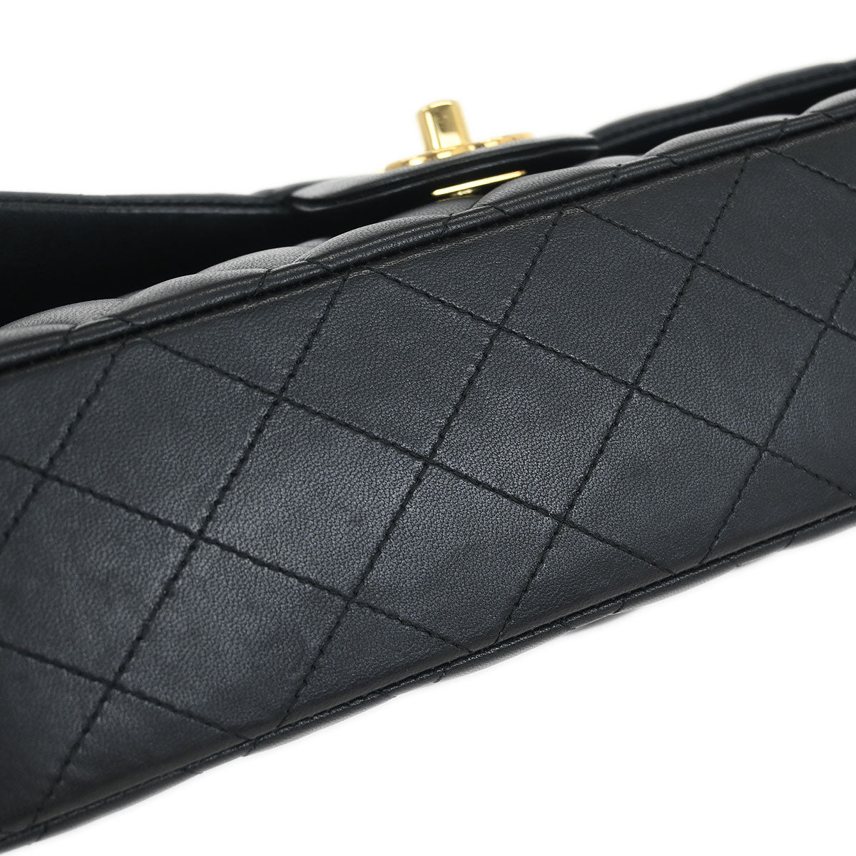 Chanel 2015-2016 Black Lambskin Medium Classic Double Flap Shoulder Bag