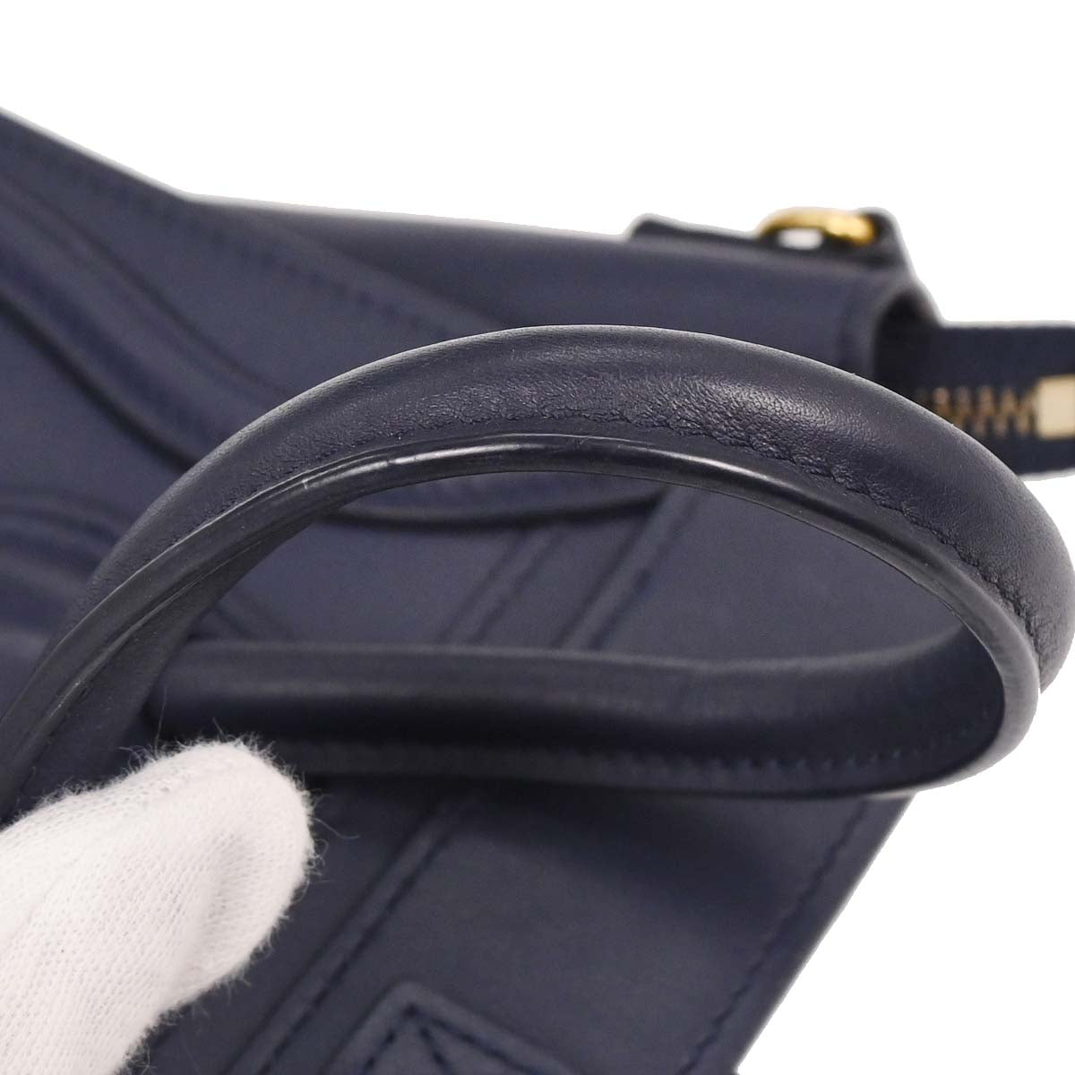 Celine Navy Leather Nano Luggage 2way Shoulder Tote Bag