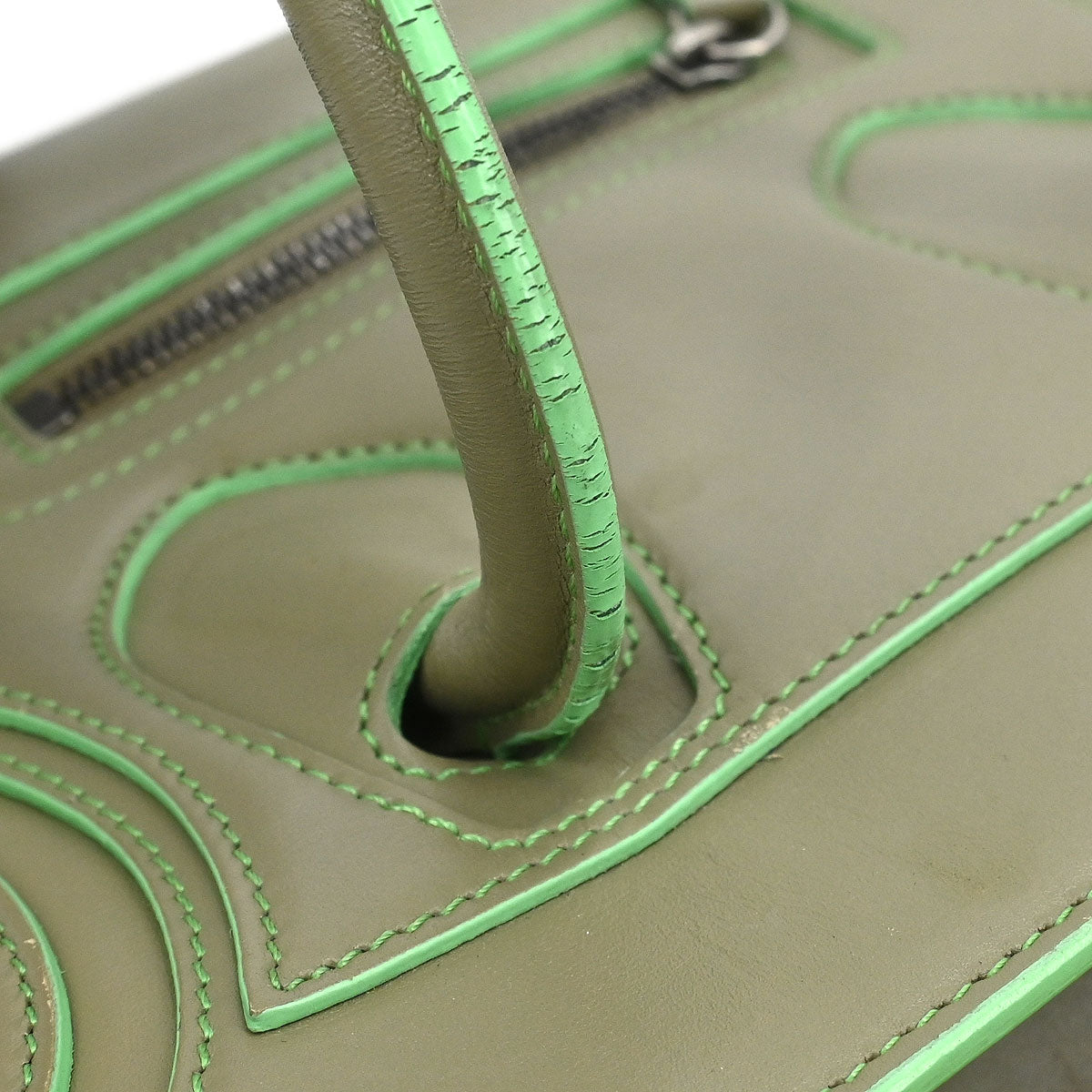 Celine Green Leather Nano Luggage 2way Shoulder Tote Bag