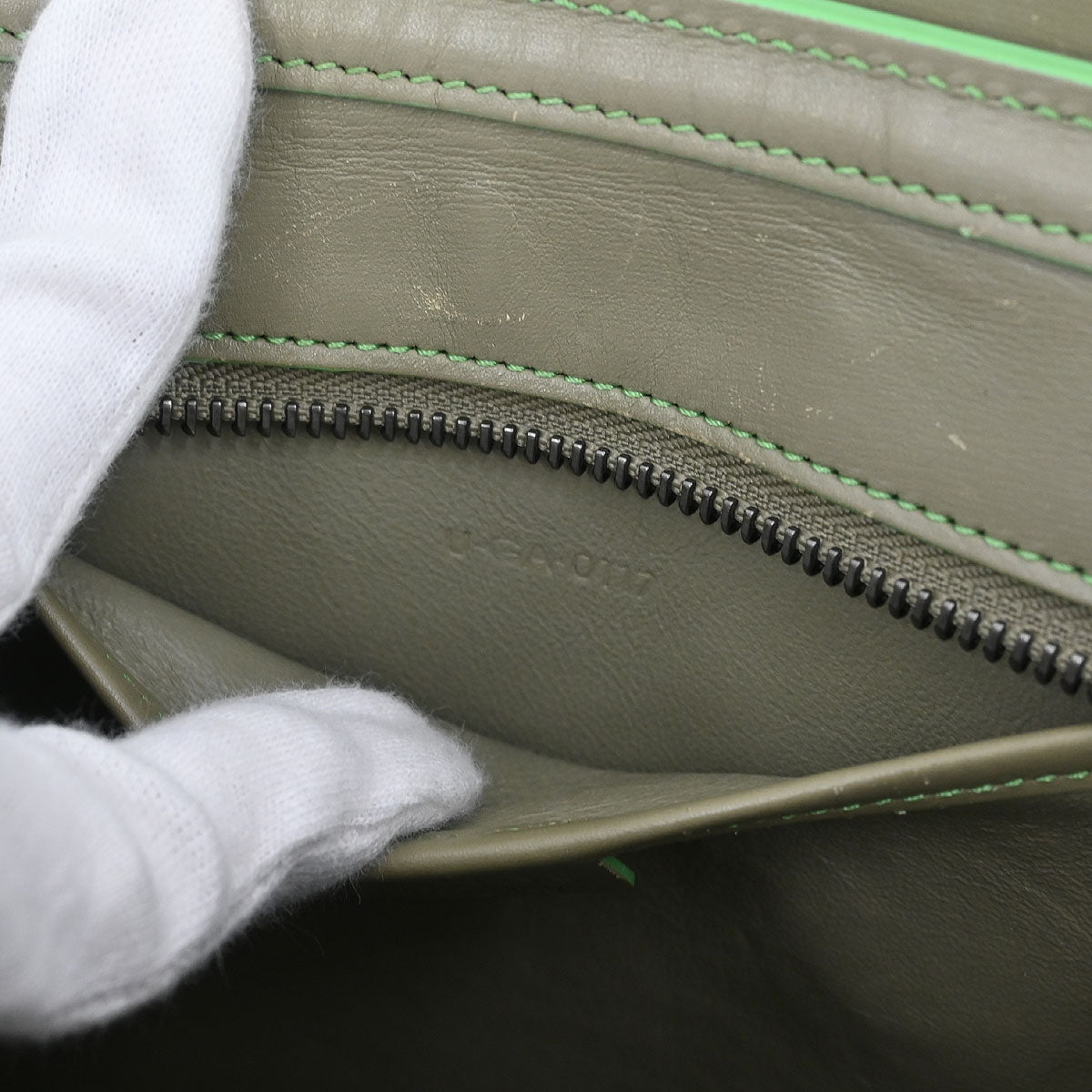 Celine Green Leather Nano Luggage 2way Shoulder Tote Bag