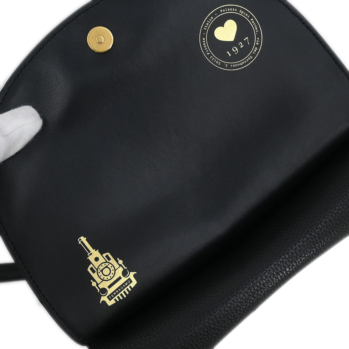 Salvatore Ferragamo Black Gancini Shoulder Bag