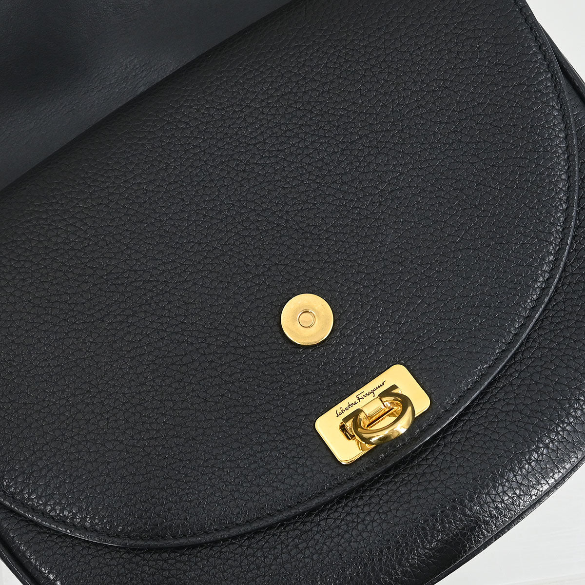 Salvatore Ferragamo Black Gancini Shoulder Bag