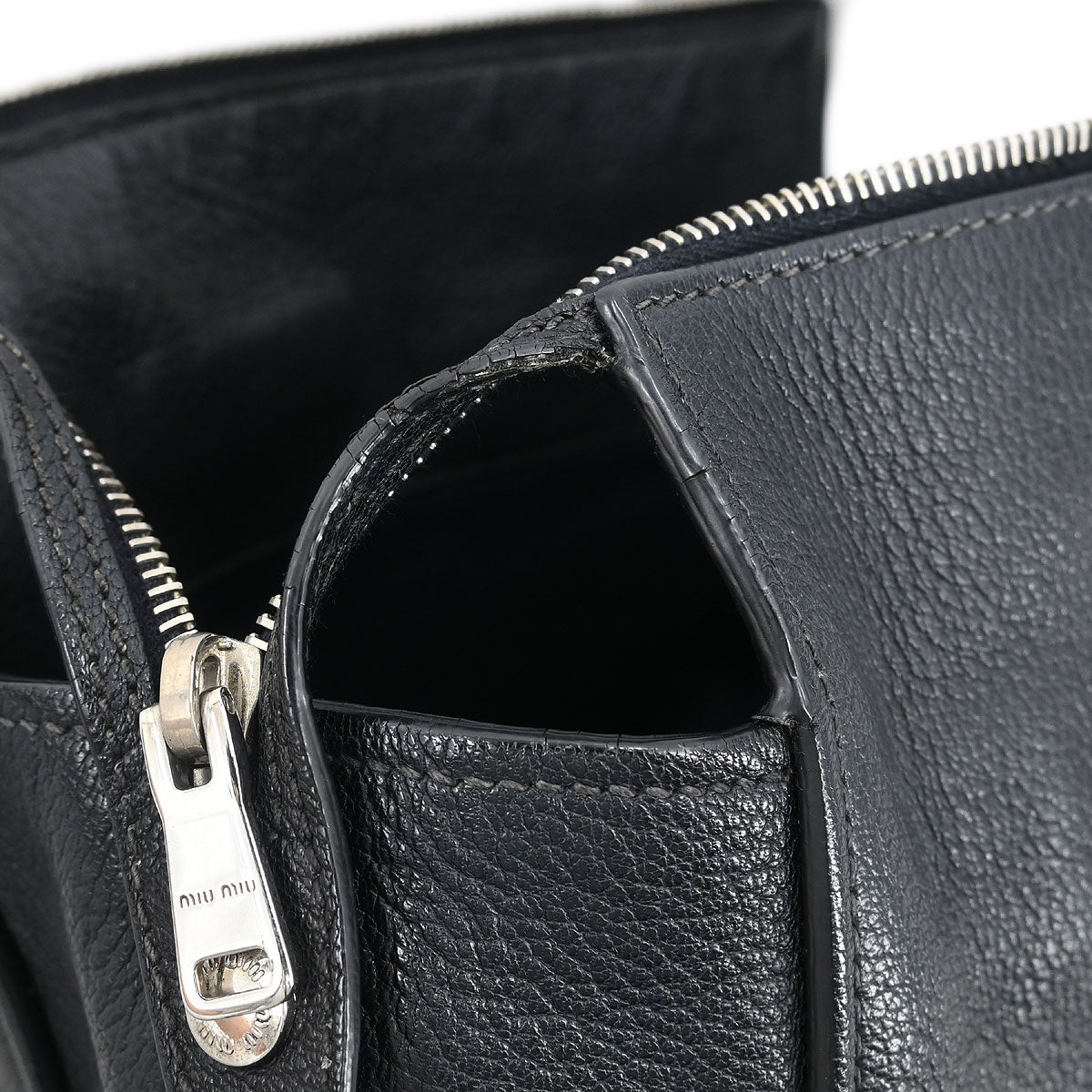 Miu Miu Black Leather Tote 2way Shoulder Handbag