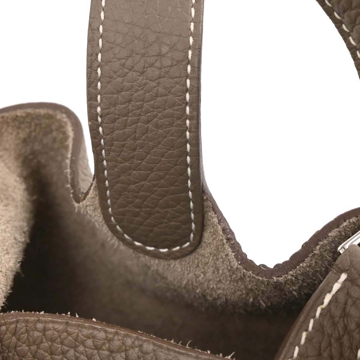 Hermes Etoupe Taurillon Clemence Picotin Lock 18 PM Handbag