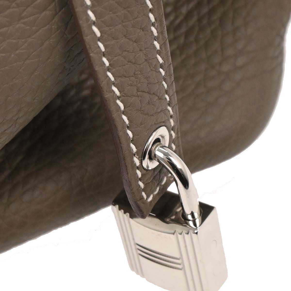Hermes Etoupe Taurillon Clemence Picotin Lock 18 PM Handbag