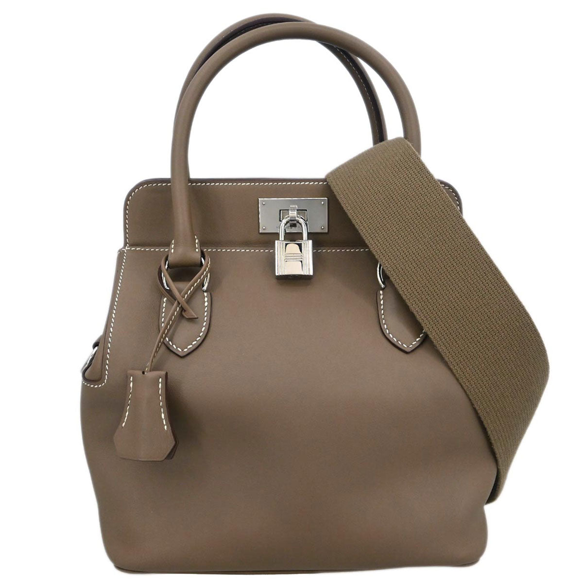 Hermes Etoupe Gray Veau Evercalf Toolbox 26 2way Shoulder Handbag